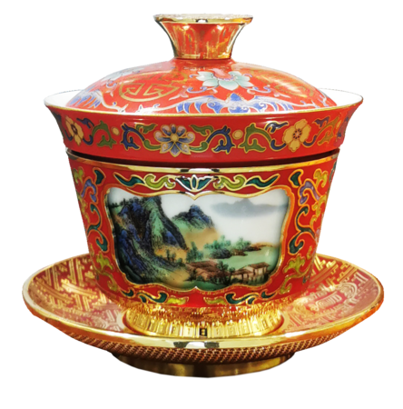 珐琅双绝盖碗 刘永森　阳士琦作品