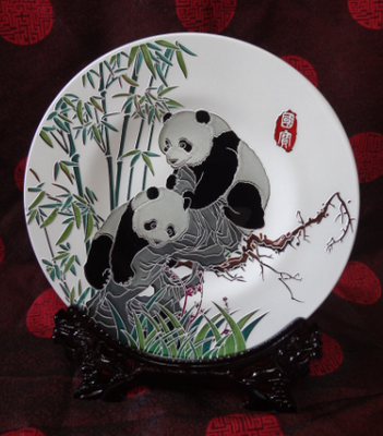 手绘珐琅晶熊猫展示牌